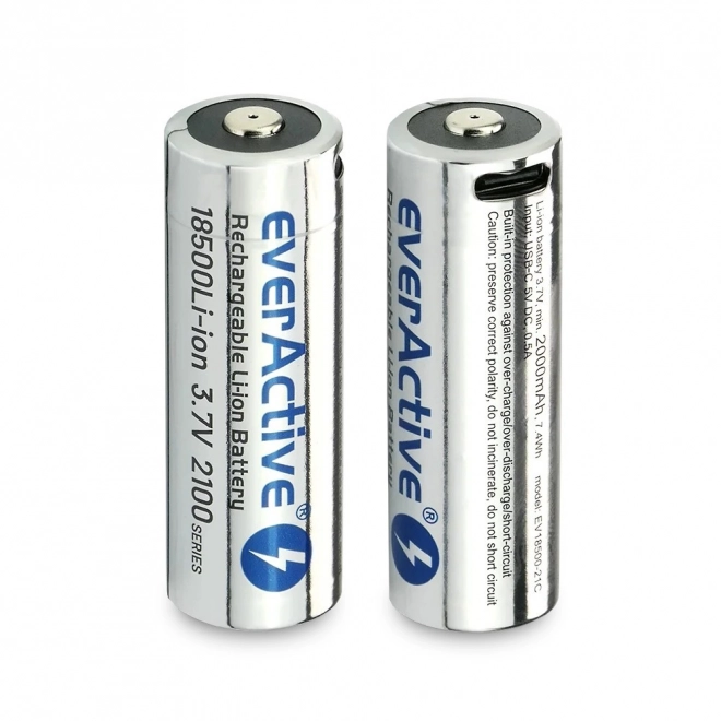 EverActive 18500 Li-ion 3,7V 2100 mAh USB-C újratölthető akkumulátor