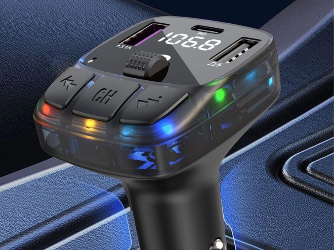 FM adó Bluetooth 5.3, 2xUSB + USB C, MP3 lejátszó, LCD kijelző 12V