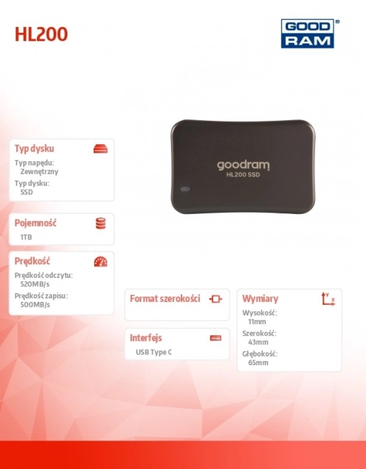 Hordozható SSD 1TB USB-C 3.2 Gen2