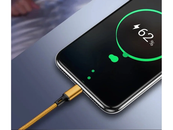 3in1 usb kábel telefonhoz villám kábel iphone micro usb type-c 1.2 m – Sárga