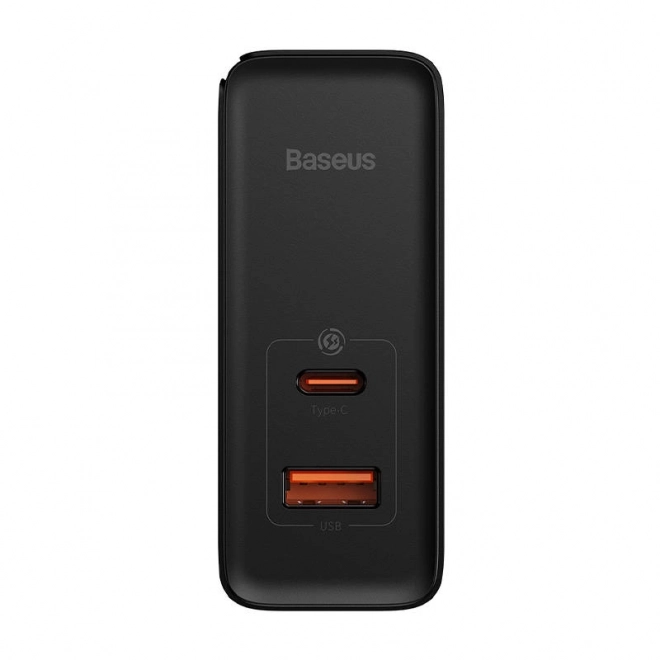 Baseus GaN hálózati töltő USB-C + USB, 100W 1m kábellel (fekete)