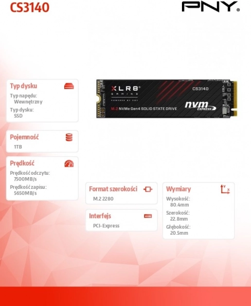 SSD meghajtó 1TB M.2 2280 CS3140