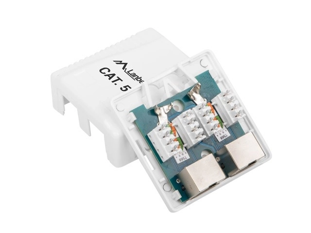 Kétszeres RJ45 fali aljzat Kat.5E fehér árnyékolt