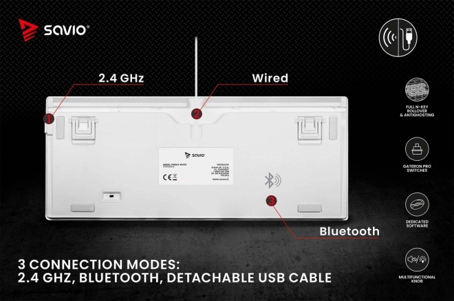 Vezeték nélküli mechanikus billentyűzet Phenix White Gateron Red Pro