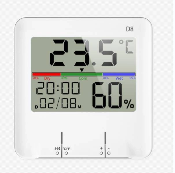 Időjárásállomás hőmérővel és páratartalom-mérővel, órával és LCD kijelzővel