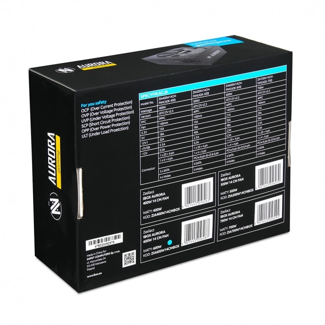 Ibox Aurora 600W gaming tápegység