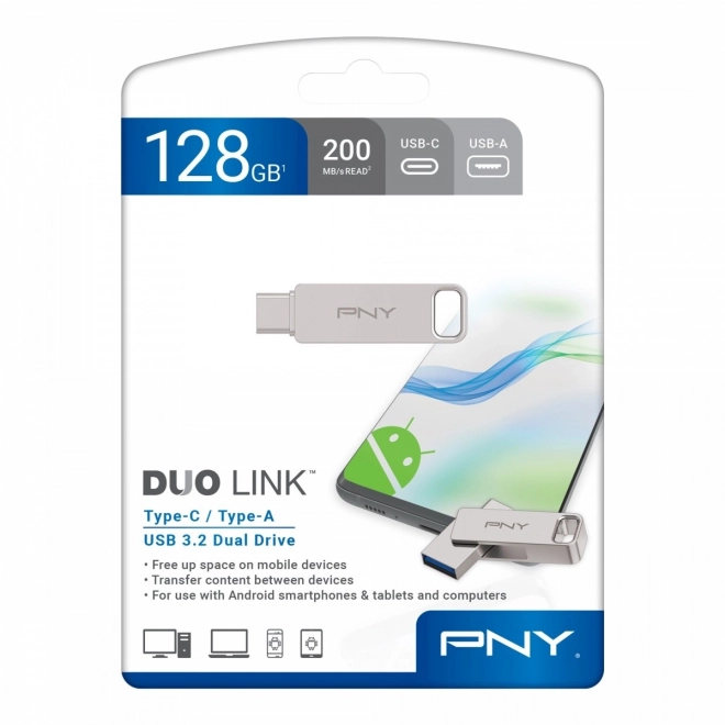 USB flash meghajtó 128GB PNY DUO LINK USB 3.2 Type-C
