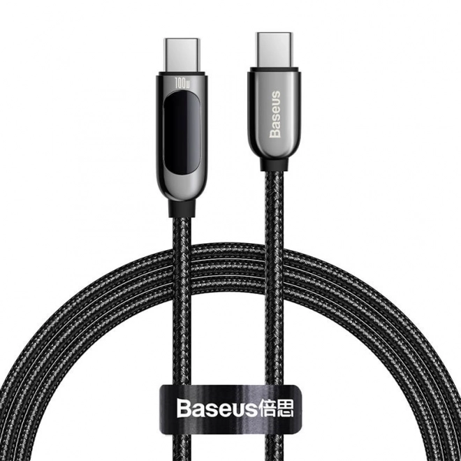 Baseus USB-C kábel kijelzővel 100W 1m fekete