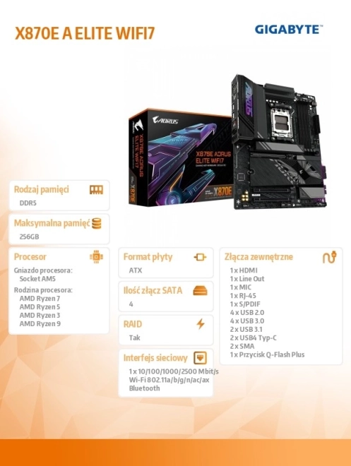Alaplap WIFI7 AM5 DDR5 HDMI USB-C ATX