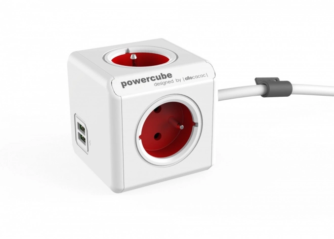 Hosszabbító elosztó PowerCube Extended USB Vörös