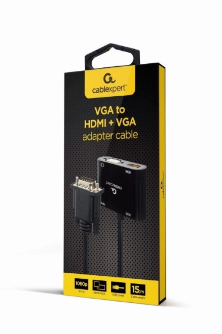 VGA HDMI konverter + VGA fekete, 15 cm