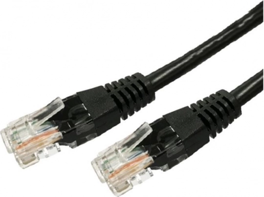 Hálózati patch kábel CAT5e RJ45 UTP 1 m, fekete (10 db csomag)