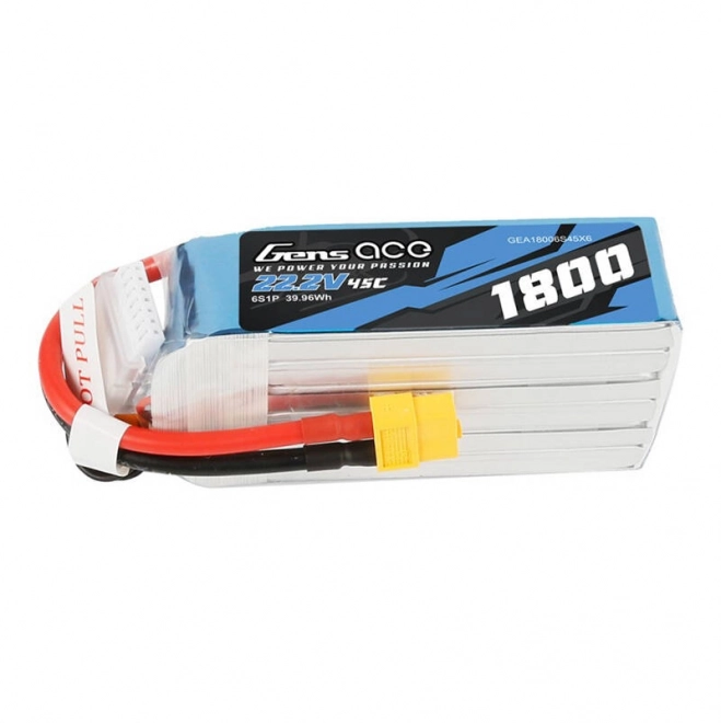 Gens Ace 1800mAh 22.2V nagy teljesítményű LiPo akkumulátor XT60 csatlakozóval