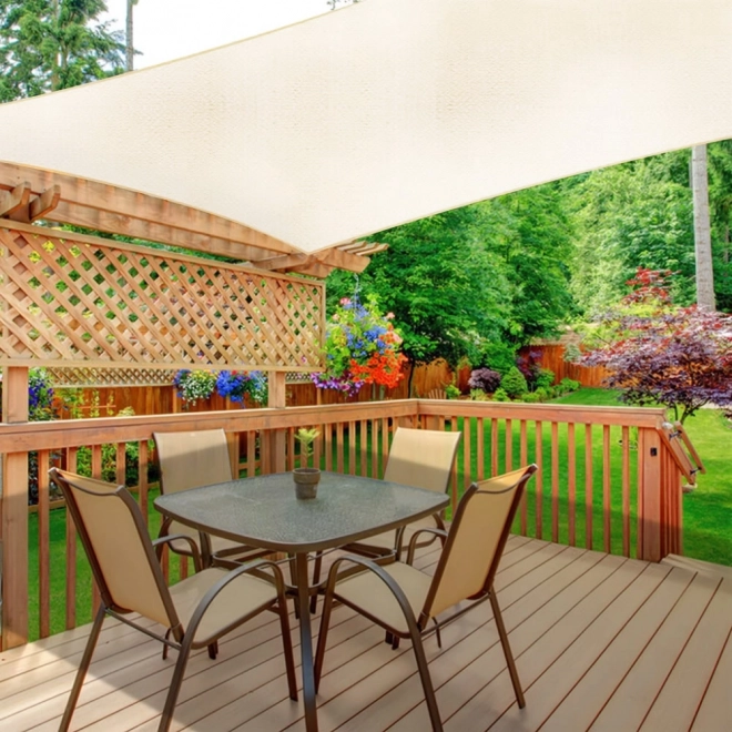 Vízálló négyzet alakú napvitorla 3x3m - ModernHome - Bézs