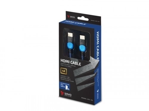 Nylon fonású kék-fekete HDMI 2.0 kábel 1,8m hosszú