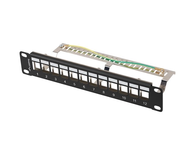 Patch panel Lanberg 12 port keystone modulos fekete