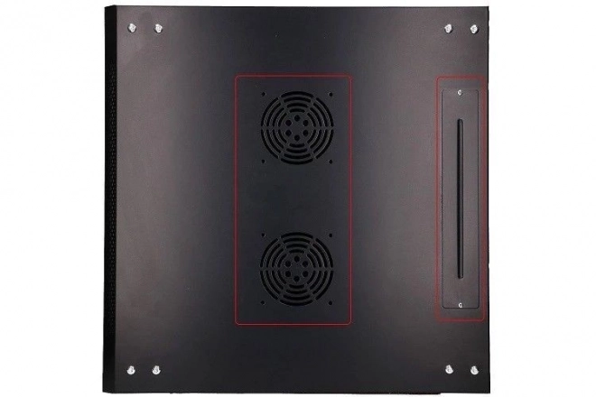 Fali rack szekrény 4U 600x600 fekete üvegajtóval