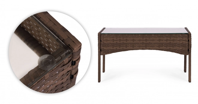 Kerti bútor szett rattan kinézettel – pad, asztal, szék barna MultiGarden
