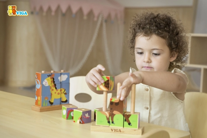 Viga fa puzzle háziállatok