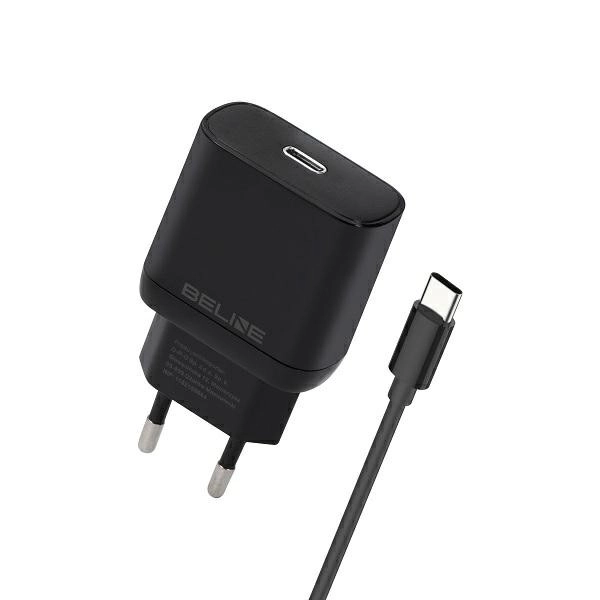 Gyors USB-C töltő 25W teljesítménnyel és USB-C kábellel, fekete