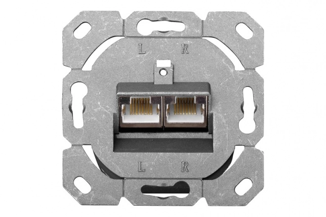 Ekrános natúr modulos aljzat RJ45 CAT6 2 csatlakozóval