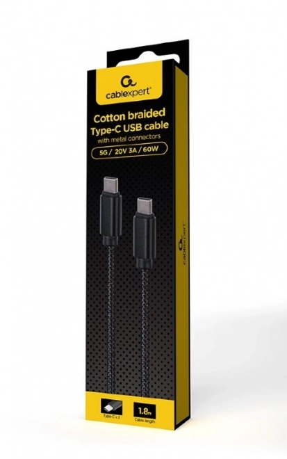 Fekete USB C - USB C kábel 1,8m