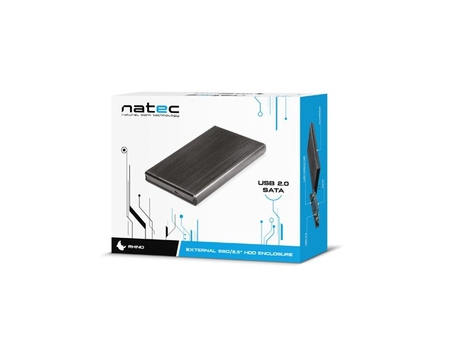 Natec Rhino külső HDD tok 2,5 SATA USB 2.0 fekete alumínium