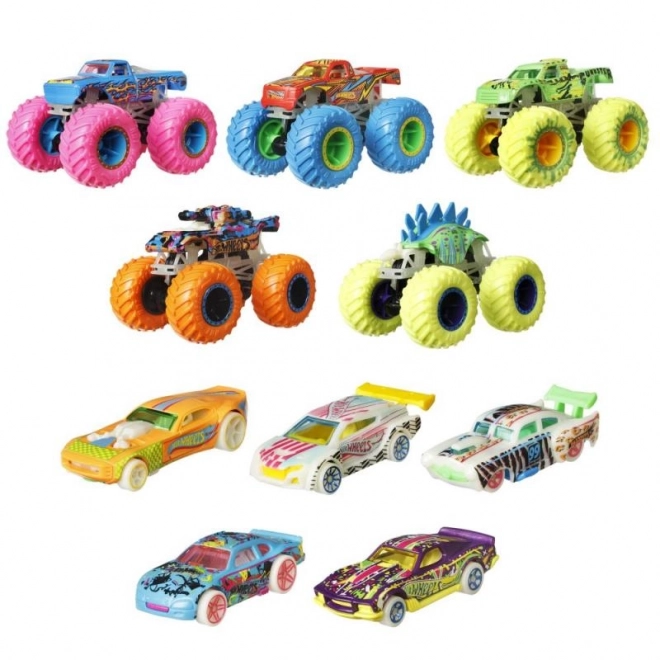 Hot Wheels világító Monster Trucks járművek 10 csomag