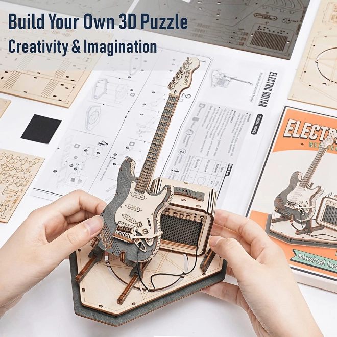 Fából készült 3D puzzle elektromos gitár Roboról