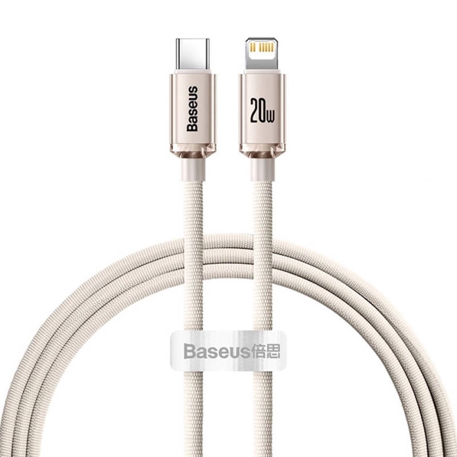 Baseus Crystal Shine USB-C kábel 20W, rózsaszín, 1.2m