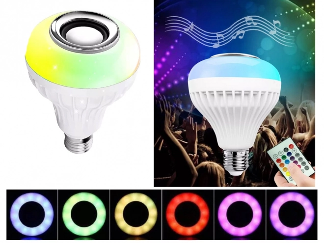 Led rgb izzó beépített bluetooth hangszóróval és távirányítóval