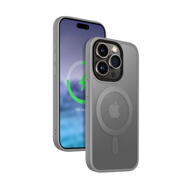Szürke Hybrid Frost MAG tok iPhone 15 Pro MagSafe kompatibilis