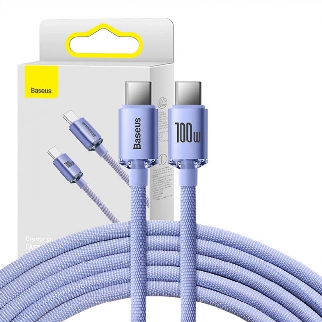 Baseus kristálykábelfény USB-C - USB-C 100W 1,2m fialová