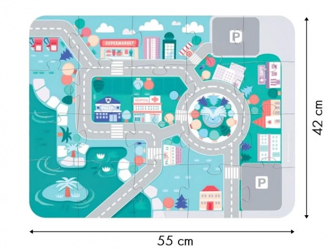 Fából készült oktatójáték készlet várossal - Ecotoys