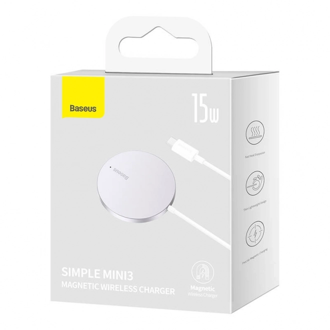 Baseus Simple Mini3 mágneses vezeték nélküli töltő 15W ezüst