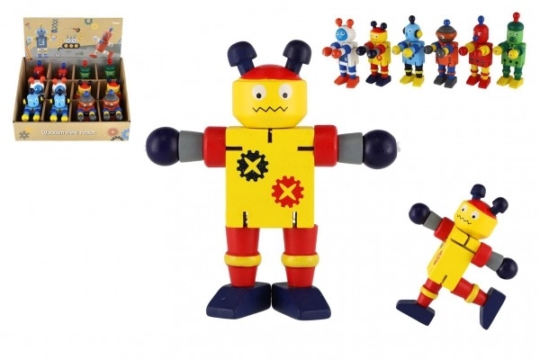 Fából készült robot játékfigura 12 cm