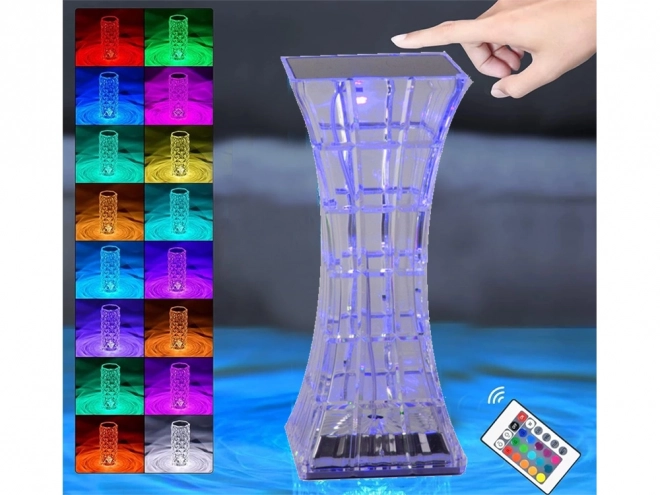 Kristály éjjeli asztali lámpa LED RGB USB távvezérlővel