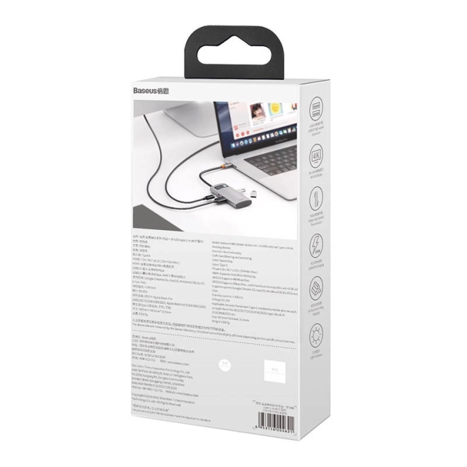 Baseus Metal Gleam sorozat 4 az 1-ben USB-C hub