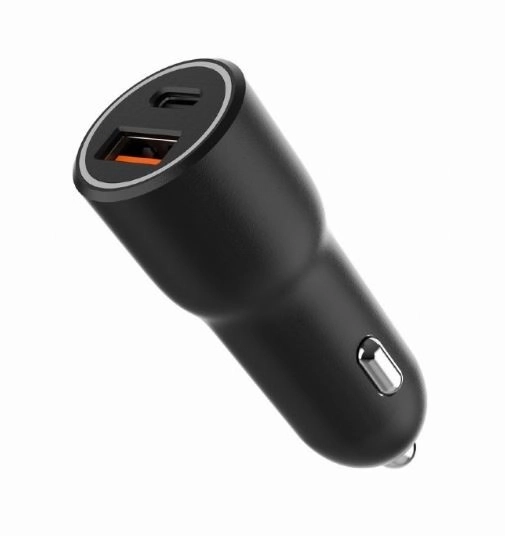 Autós USB töltő USB-A/USB-C 38W PD fekete
