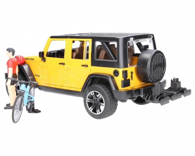 Bruder Jeep Wrangler Rubicon biciklistával és kerékpárral