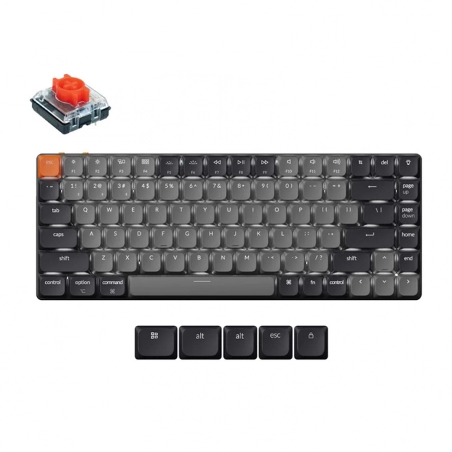 Vezeték nélküli alacsony profilú billentyűzet Keychron K3 LED Red Switch szürke