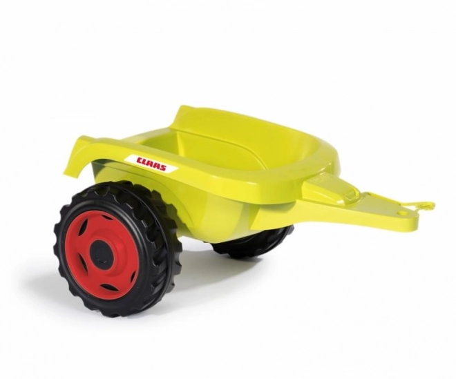 Zöld Claas pedálos traktor utánfutóval