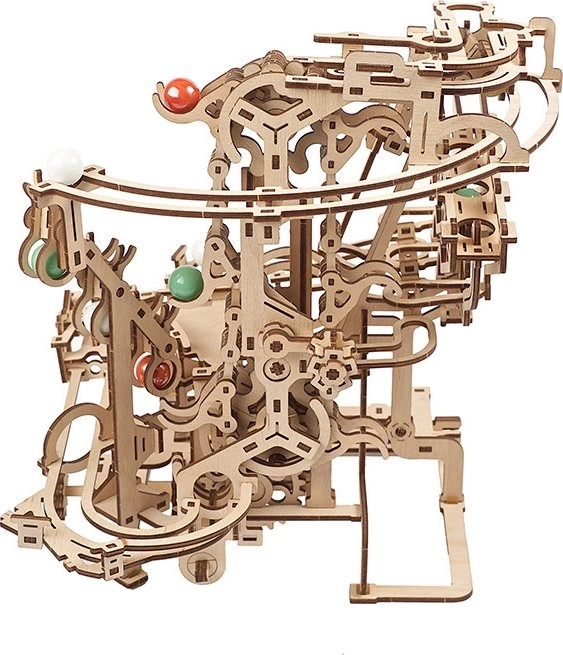 Ugears 3D fa mechanikus puzzle golyópálya láncmechanizmussal