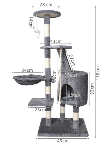 Macskafa 118 cm szürke