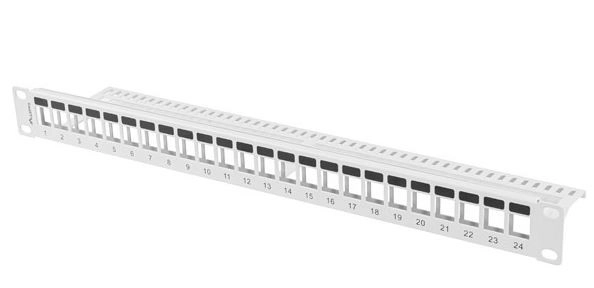 Keystone Kompatibilis Szürke Patch Panel 24 Port 1U 19 Hüvelyk