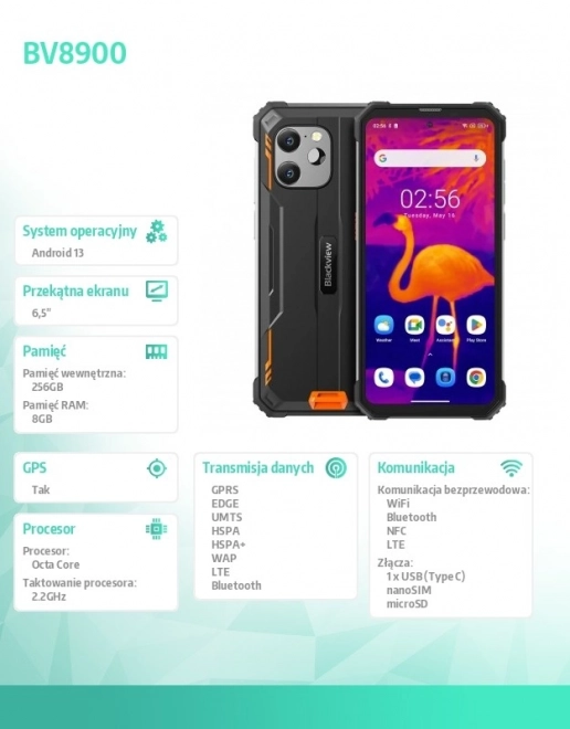 Okostelefon BV8900 dual SIM narancs