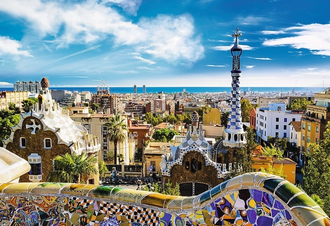 Ikonikus Park Güell motívum Barcelonában