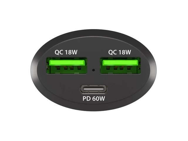 Natec autós töltő 2x USB 1x USB-C gyorstöltéssel