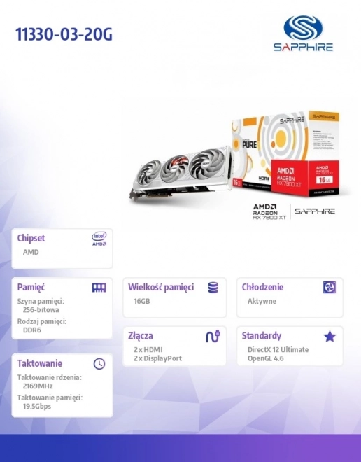Radeon RX 7800 XT grafikus kártya PURE GAMING OC 16GB