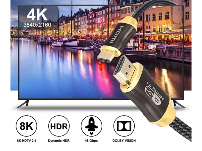 Hdmi 2.1 ultra magas sebességű arany kábel 8k 60hz 4k 120hz 3m